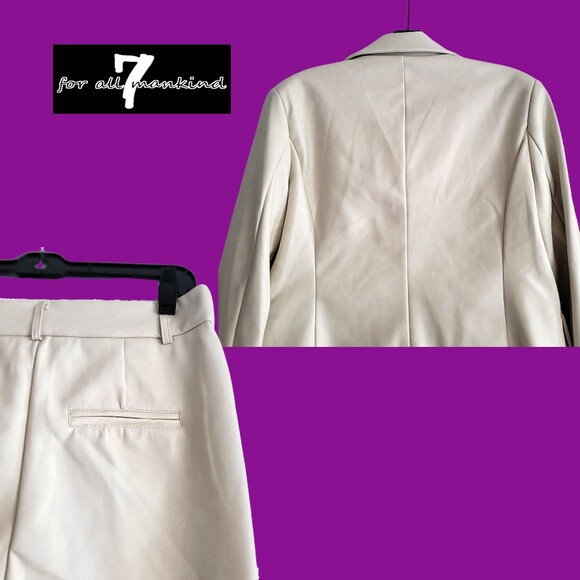 7 For All Mankind NEW Old Money Double Breasted Faux Leather 2-Piece Pantsuit M - Picture 10 of 12